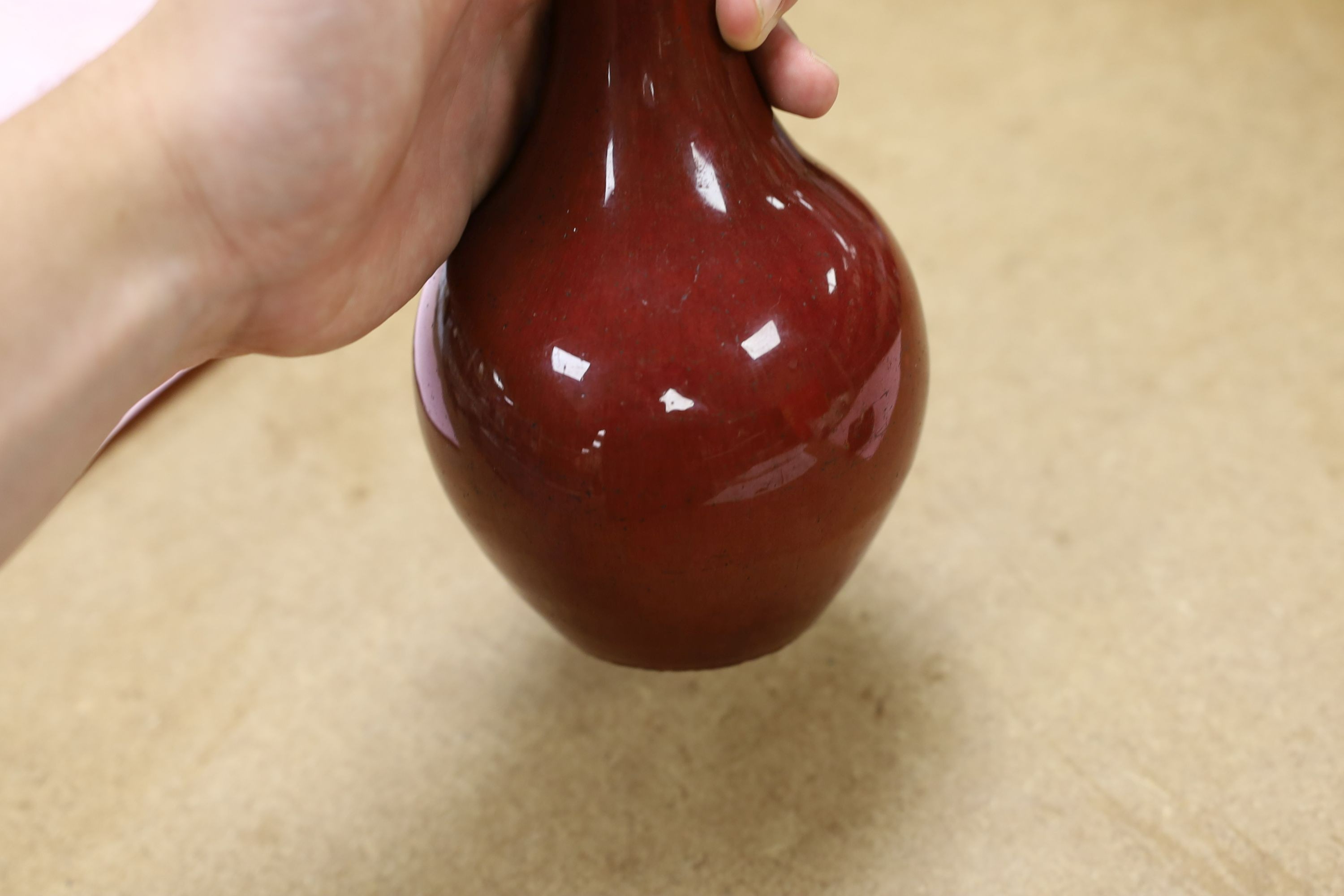 An 18th century Chinese Langyao sang-de-boeuf glazed bottle vase, 20cm